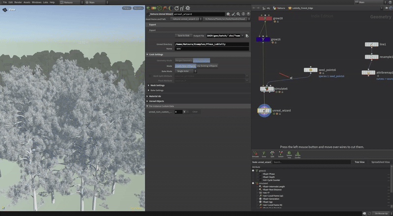 Large-scale forest generated with Natsura for Unreal Engine 5
