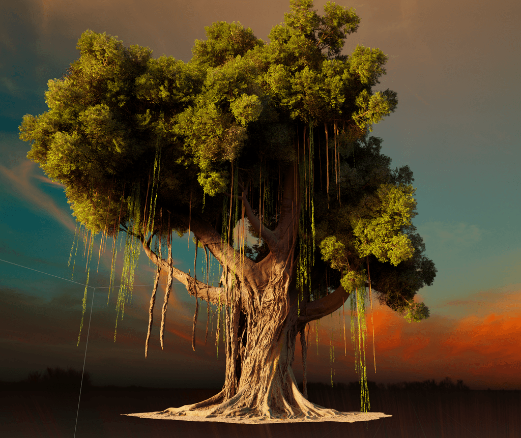 High-poly hero tree trunk artwork by Cosku Turhan