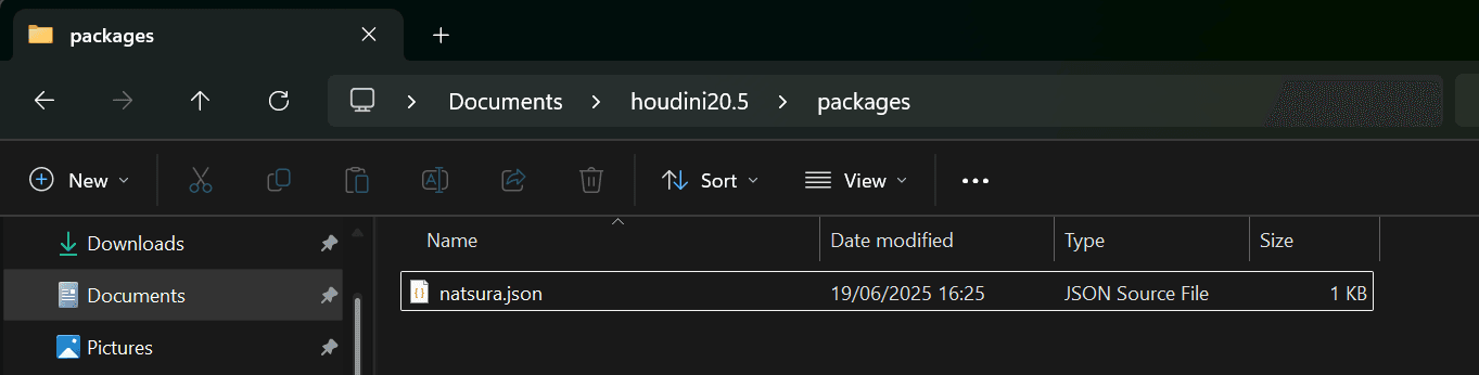 Packages folder with natsura.json