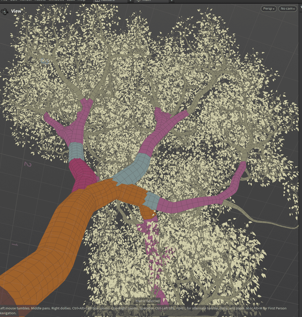 Optimized foliage mesh with even polygon distribution for games